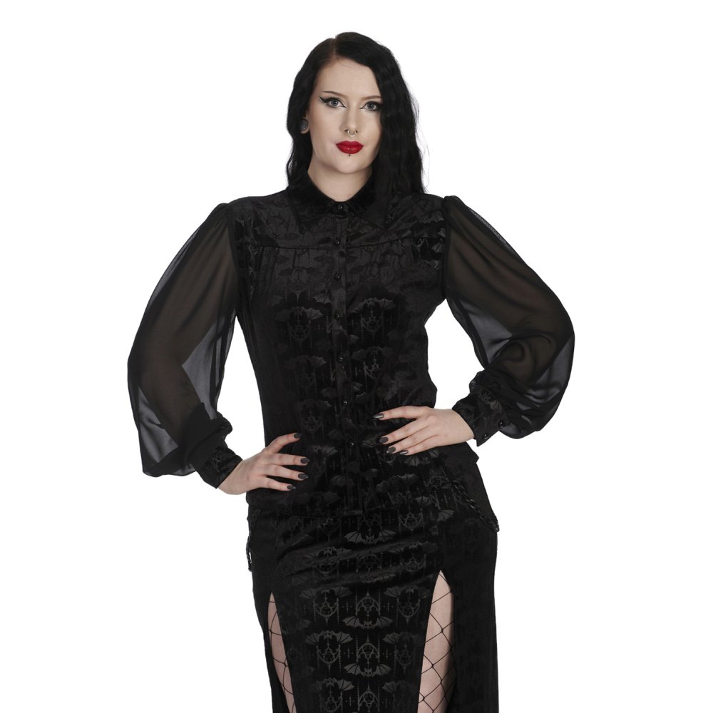 Banned - Velvet Bat Blouse - Black
